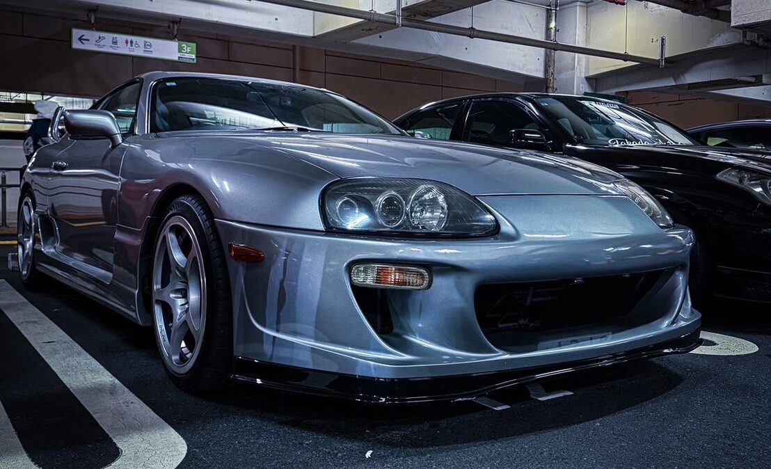 Late-night JDM car meet on Umihotaru PA Tokyo deck