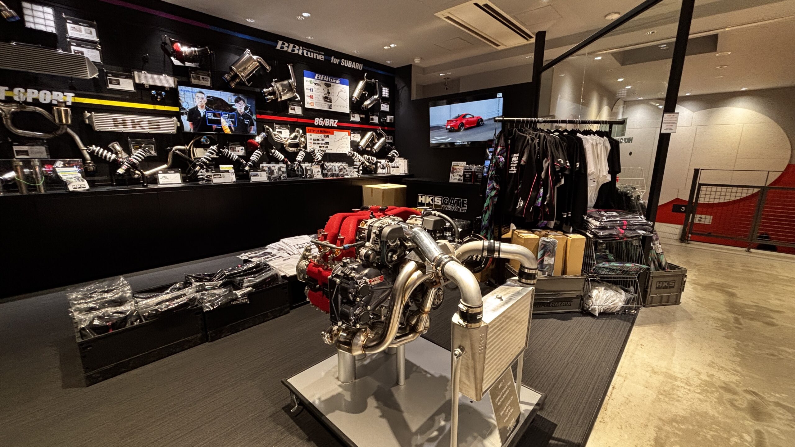 HKS engine and tuning parts at A PIT Shinonome Tokyo