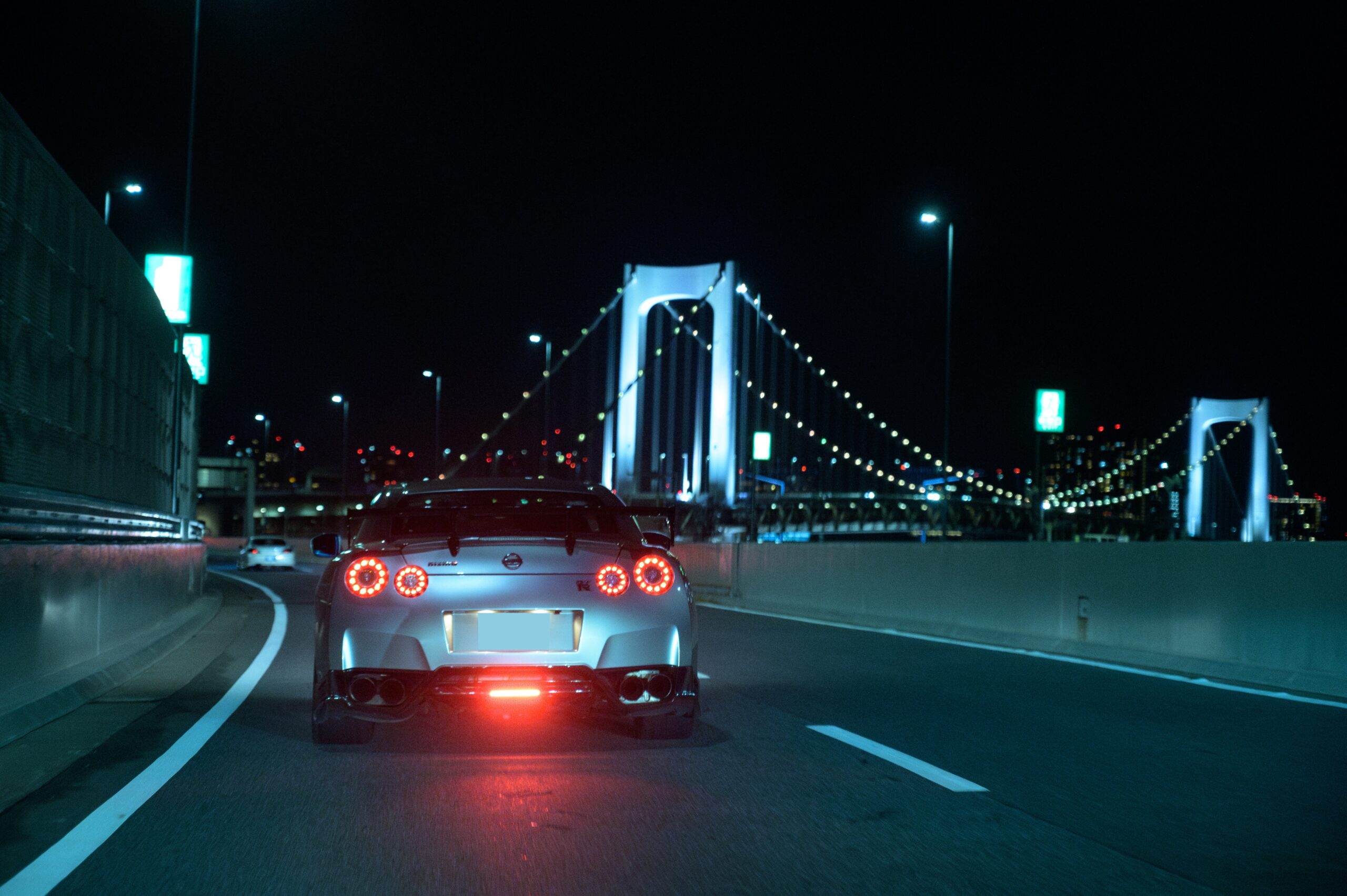 Tokyo skyline night view from Rainbow Bridge